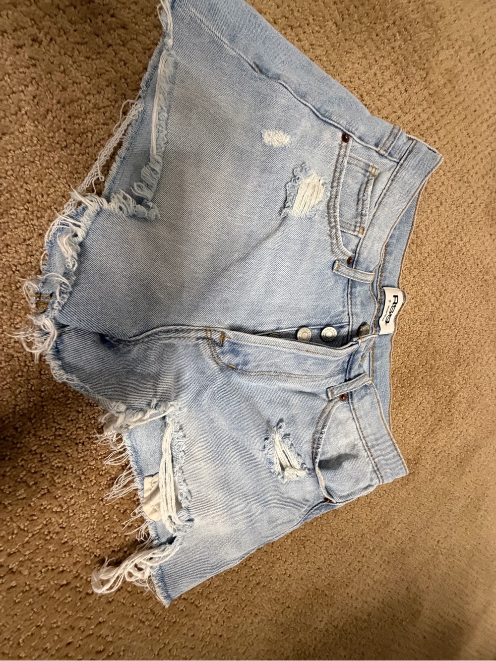 RSQ Light Blue High-Rise Distressed Denim Shorts